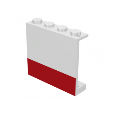 white panel 1 x 4 x 3 - solid studs with red stripe pattern