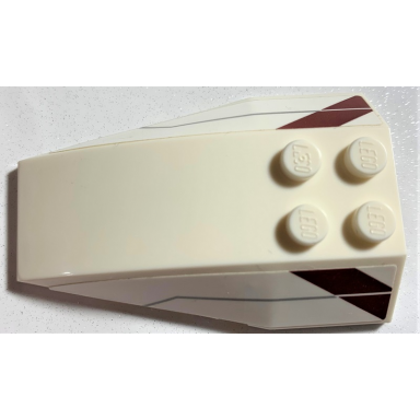 white wedge 6 x 4 triple curved with sw dark red stripes and dark bluish gray lines pattern stickers - set 75191