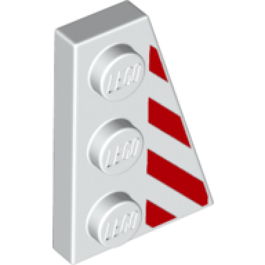 white wedge plate 3 x 2 right with red danger stripes pattern