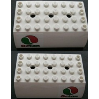 white slope curved 6 x 8 x 2 double with octan logo pattern on both sides stickers - set 3180