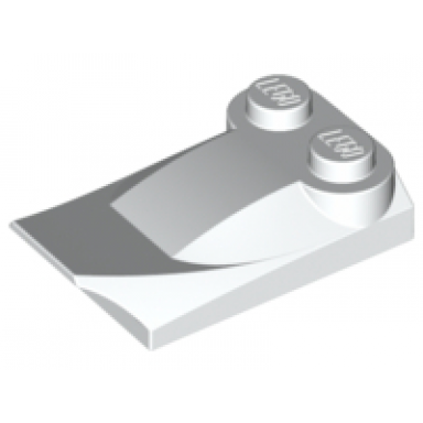 white slope curved 3 x 2 x 2 3 with 2 studs wing end