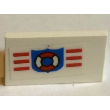 white panel 1 x 2 x 1 with coast guard pattern sticker - set 6338