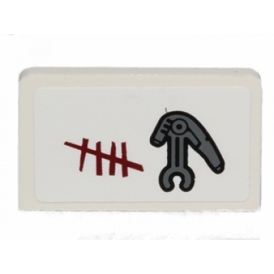 white panel 1 x 2 x 1 with battle droid head and enemy shoot count pattern model right side sticker - set 75037