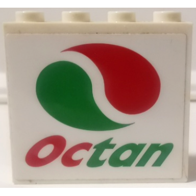 white brick 1 x 4 x 3 with octan logo pattern on both sides stickers - set 60257