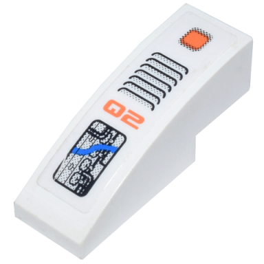 white slope curved 3 x 1 with q2 and circuitry and vent pattern sticker - set 7648