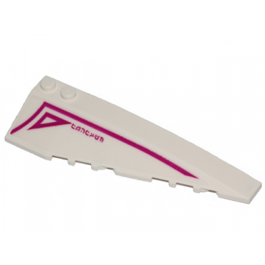 white wedge 10 x 3 right with magenta stripe outlined triangle and alien characters on transparent background pattern sticker - set 70830