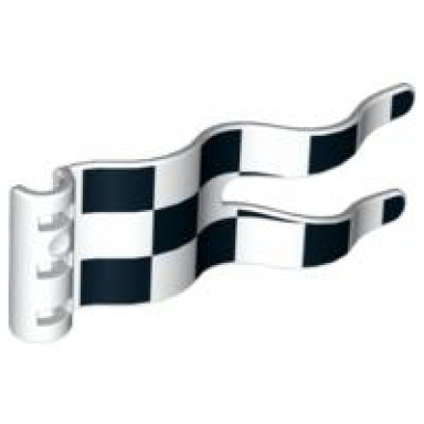 white duplo flag wavy 2 x 5 with white checkered pattern