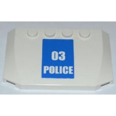 white wedge 4 x 6 x 2 3 triple curved with white 03 police on blue background pattern sticker - set 7286