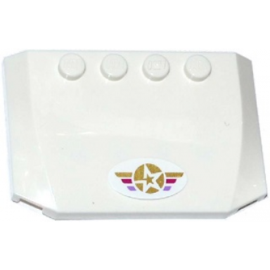 white wedge 4 x 6 x 2 3 triple curved with star in gold circle on gold magenta and medium lavender stripes pattern sticker - set 41107