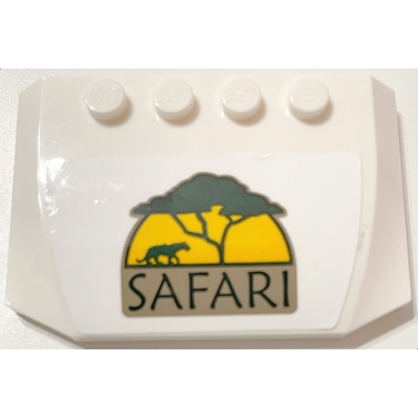 white wedge 4 x 6 x 2 3 triple curved with bright light orange sunset and dark green safari tree and tiger silhouette pattern sticker - set 60267