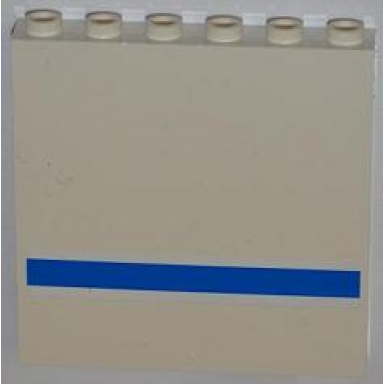 white panel 1 x 6 x 5 with blue stripe pattern sticker - set 7288