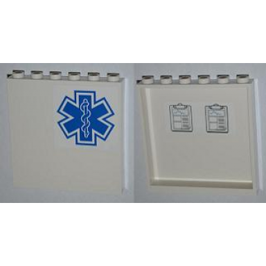 white panel 1 x 6 x 5 with medical charts on inside and emt star of life on outside pattern stickers - set 4429