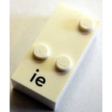white brick braille 2 x 4 with 3 studs with black lowercase letters ie pattern dots-346 â ¬ german