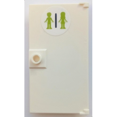 white door 1 x 4 x 6 with stud handle with lime male and female mini dolls silhouettes unisex restroom pattern sticker - set 41395