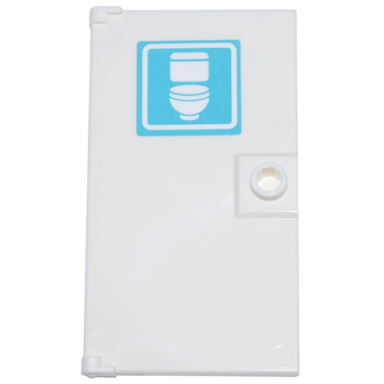 white door 1 x 4 x 6 with stud handle with medium azure and white toilet sign pattern sticker - set 71799