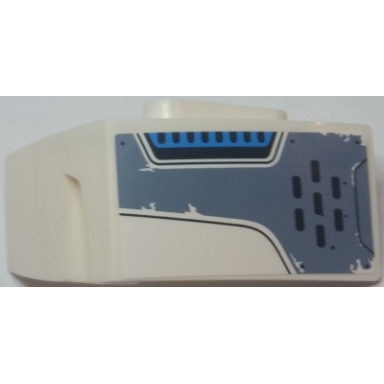 white technic panel car mudguard left with worn sand blue panel with black rivets curved lines and vent grilles pattern sticker - set 70131