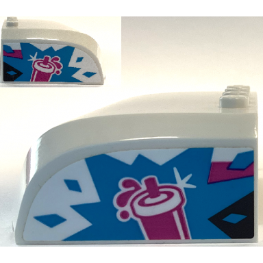 white windscreen 5 x 6 x 2 curved top canopy with 4 studs with dark azure starburst explosion and magenta slushy cup with lid and straw pattern on both sides stickers - set 60384