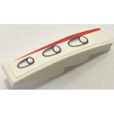 white slope curved 4 x 1 with red stripe and 3 headlights pattern model left side sticker - set 8161