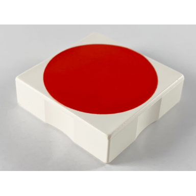white duplo tile 2 x 2 with shape red circle pattern