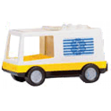 white duplo van type 1 with yellow base and emt star of life ambulance pattern on both sides stickers - set 9211