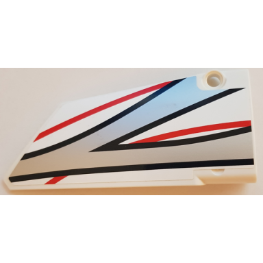 white technic panel fairing 18 large smooth side b with black red and silver stripes pattern sticker - set 42000