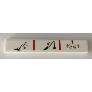 white tile 1 x 6 with technic crane functions 1 pattern sticker - set 42082