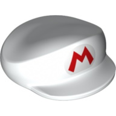 white large figure headgear super mario cap with red capital letter m pattern fire mario
