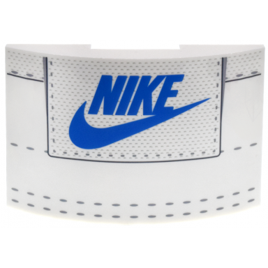 white slope curved 6 x 4 double with blue nike and swoosh logo light bluish gray dots and stitching pattern