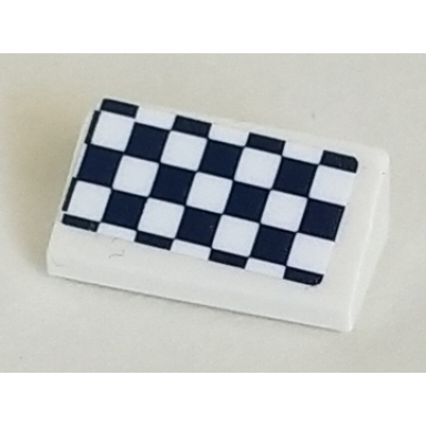 white slope 30 1 x 2 x 2 3 with black and white checkered pattern sticker - set 41348