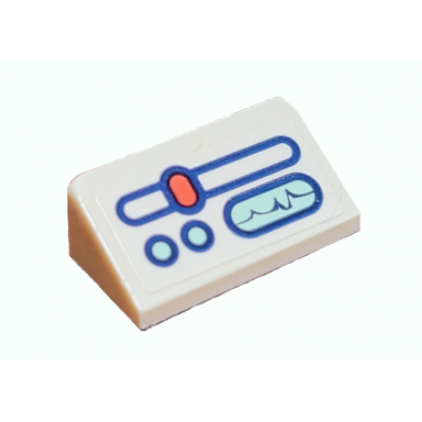 white slope 30 1 x 2 x 2 3 with medical monitoring equipment coral slider light aqua buttons pattern sticker - set 41380