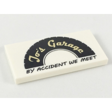 white tile 2 x 4 with black tire half with tan jos garage and black by accident we meet pattern