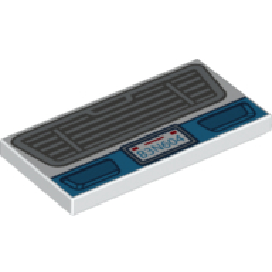 white tile 2 x 4 with vehicle dark bluish gray grille dark azure bumper and b3n604 pattern