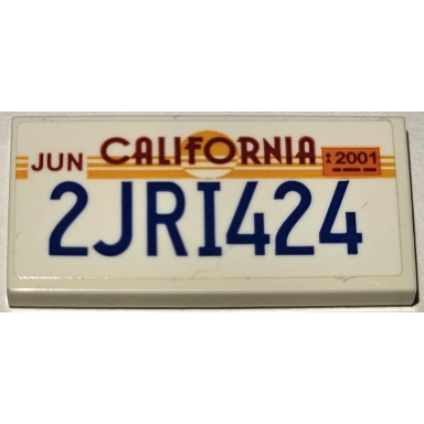white tile 2 x 4 with license plate california jun 2001 and 2jri424 pattern sticker - set 42111