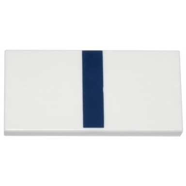 white tile 2 x 4 with dark blue stripe in center pattern