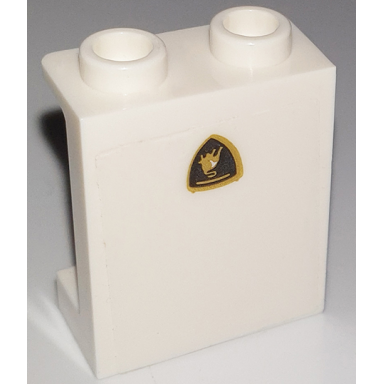 white panel 1 x 2 x 2 with side supports - hollow studs with lamborghini logo pattern sticker - set 76908