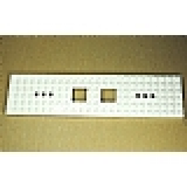 white train base 6 x 24 with 2 square cutouts and 3 round holes each end