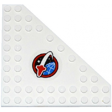 white wedge plate 10 x 10 cut corner with no studs in center with space shuttle logo pattern model right side sticker - set 60080