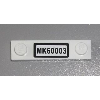 white plate modified 1 x 4 with 2 studs without groove with mk60003 pattern sticker - set 60003