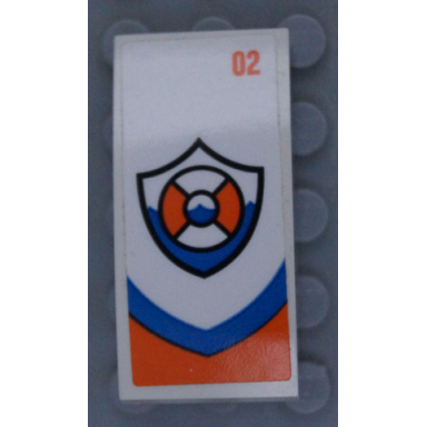 white slope curved 4 x 2 with coast guard logo and number 02 pattern on white background sticker - set 60164