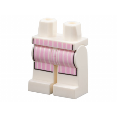 white hips and legs with pink apron with white stripes pattern