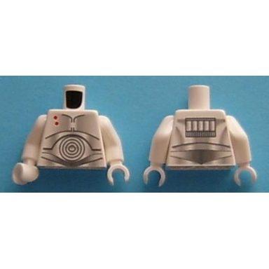 white torso sw k-3po 2 red dots pattern white arms white hands