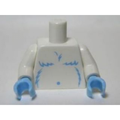 white torso yeti with bright light blue shaggy hair pattern white arms bright light blue hands