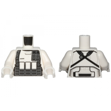white torso sw armor stormtrooper ep 7 with black ammo pouches straps and utility belt pattern white arms white hands