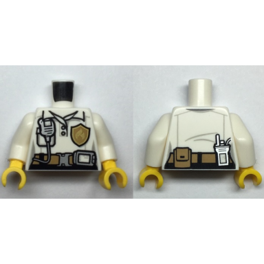 white torso fire chief female fire logo badge and belt with radio pattern white arms yellow hands