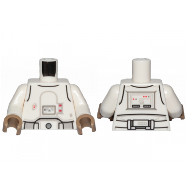 white torso sw armor snowtrooper with printed back pattern 2 white arms dark tan hands