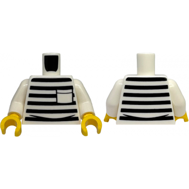 white torso prison uniform shirt with black stripes and pocket pattern white arms yellow hands