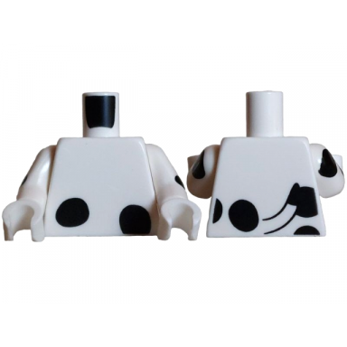 white torso with black dalmatian spots and tail pattern white arms with black dalmatian spots white hands