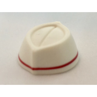 white minifigure headgear cap butcher food service with red stripe all around pattern
