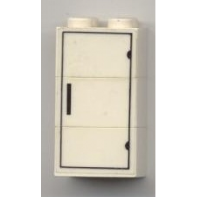white stickered assembly 2 x 2 x 3 with refrigerator pattern sticker - set 6365 - 3 brick 2 x 2