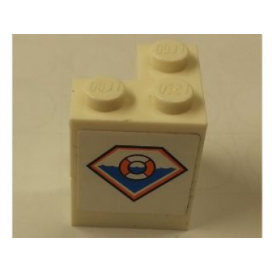 white stickered assembly 2 x 2 x 2 with coast guard logo pattern model left side sticker - set 7726 - 2 brick 2 x 2 corner